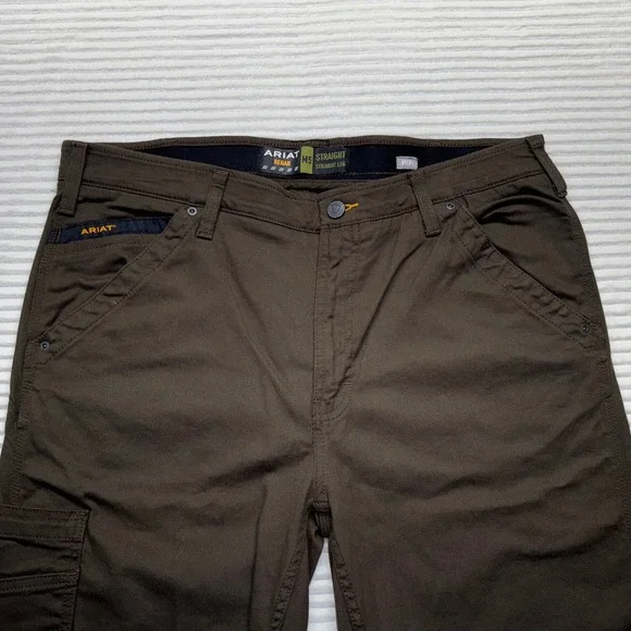 Ariat Rebar M5 Washed Twill Dungaree Work Pants Men 38x36 Straight Leg Brown - Picture 5 of 10